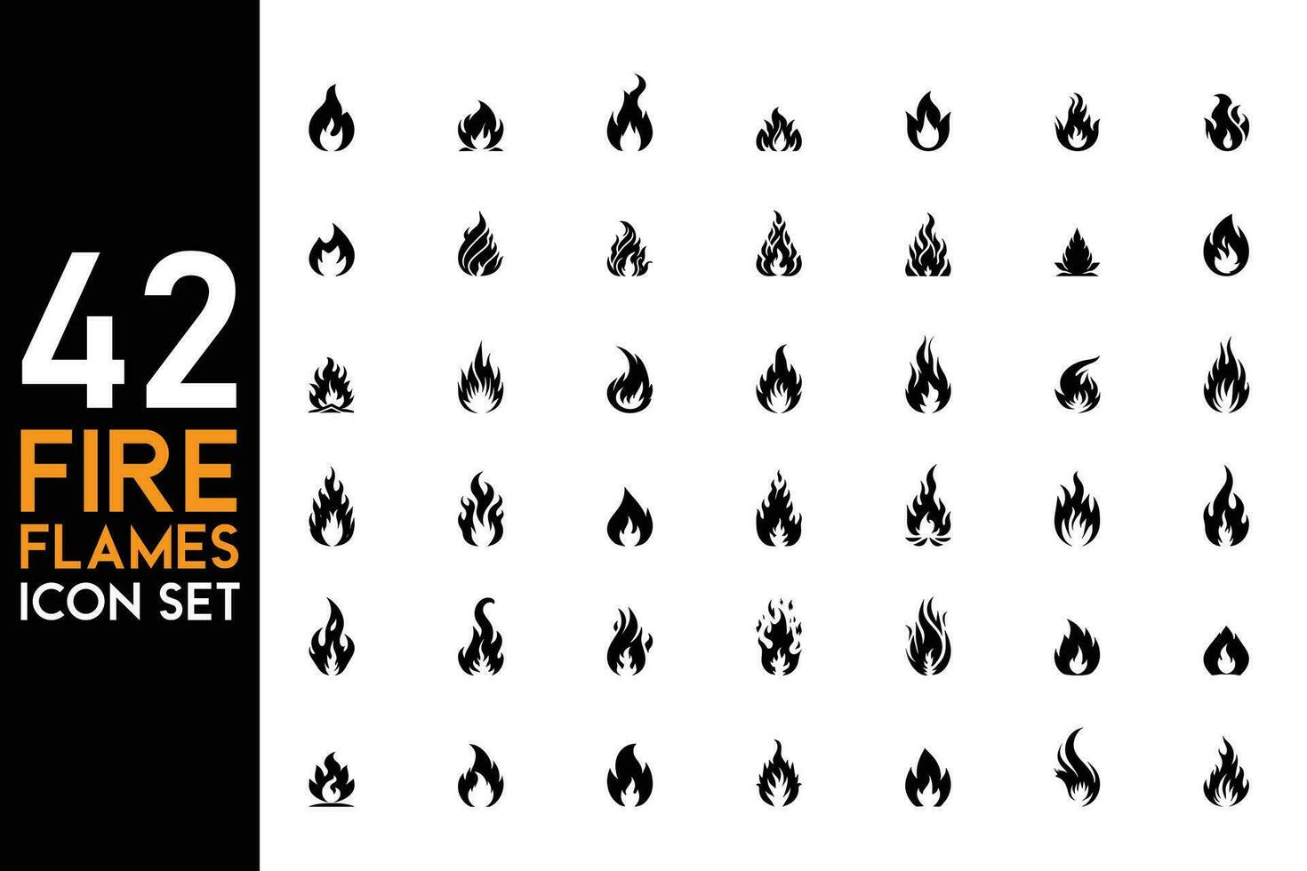 42 Popular Fire Flames Vector Icons Set