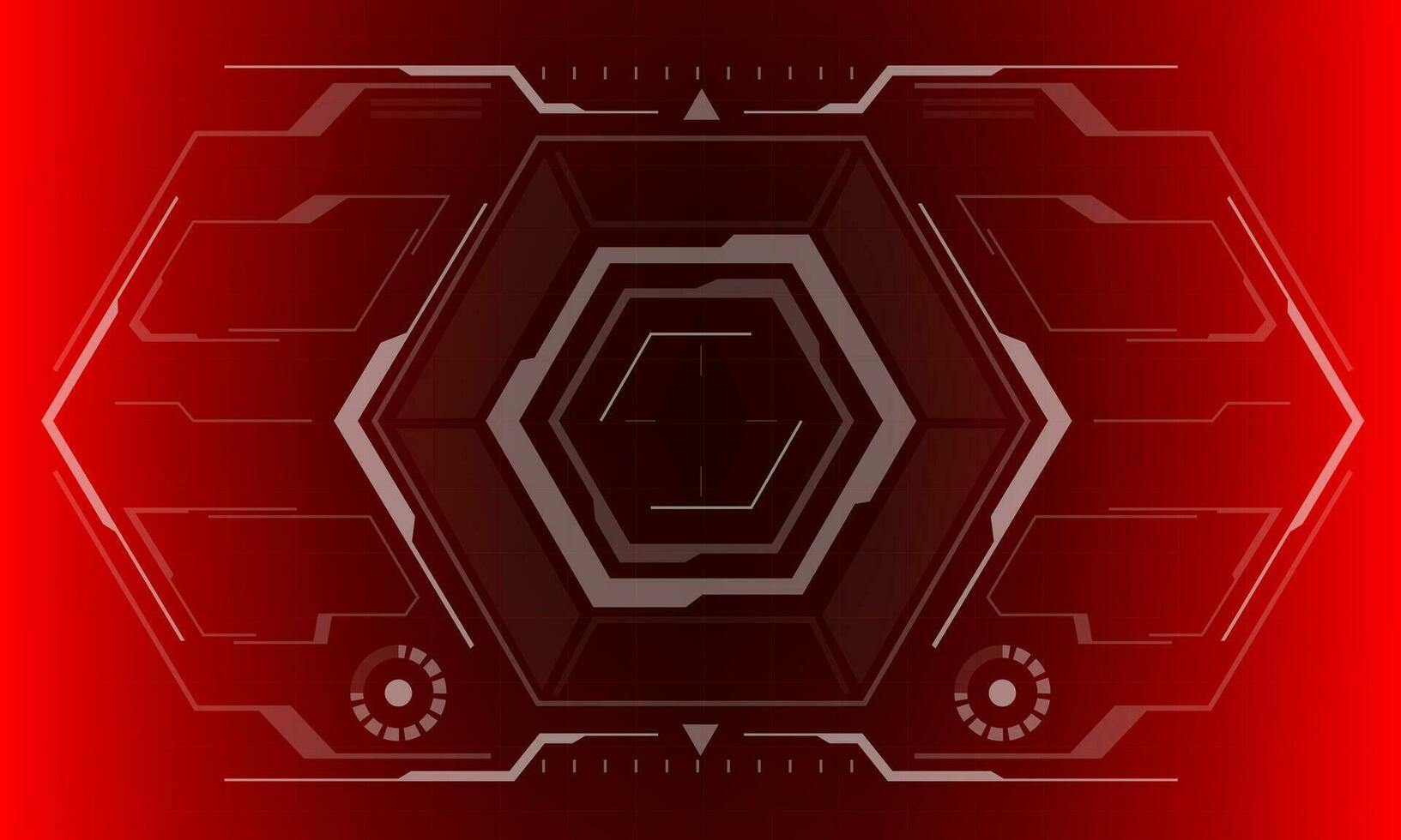 HUD sci-fi hexagon interface screen view hexagon geometric design virtual reality futuristic technology creative display on red vector