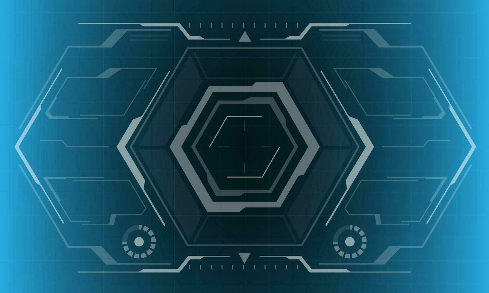 HUD sci-fi hexagon interface screen view hexagon geometric design virtual reality futuristic technology creative display on blue vector