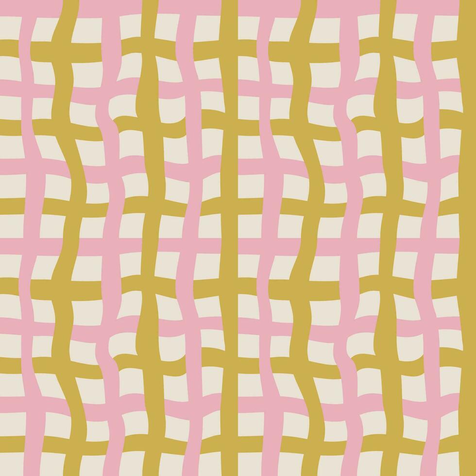 Abstract distorted plaid seamless pattern vector