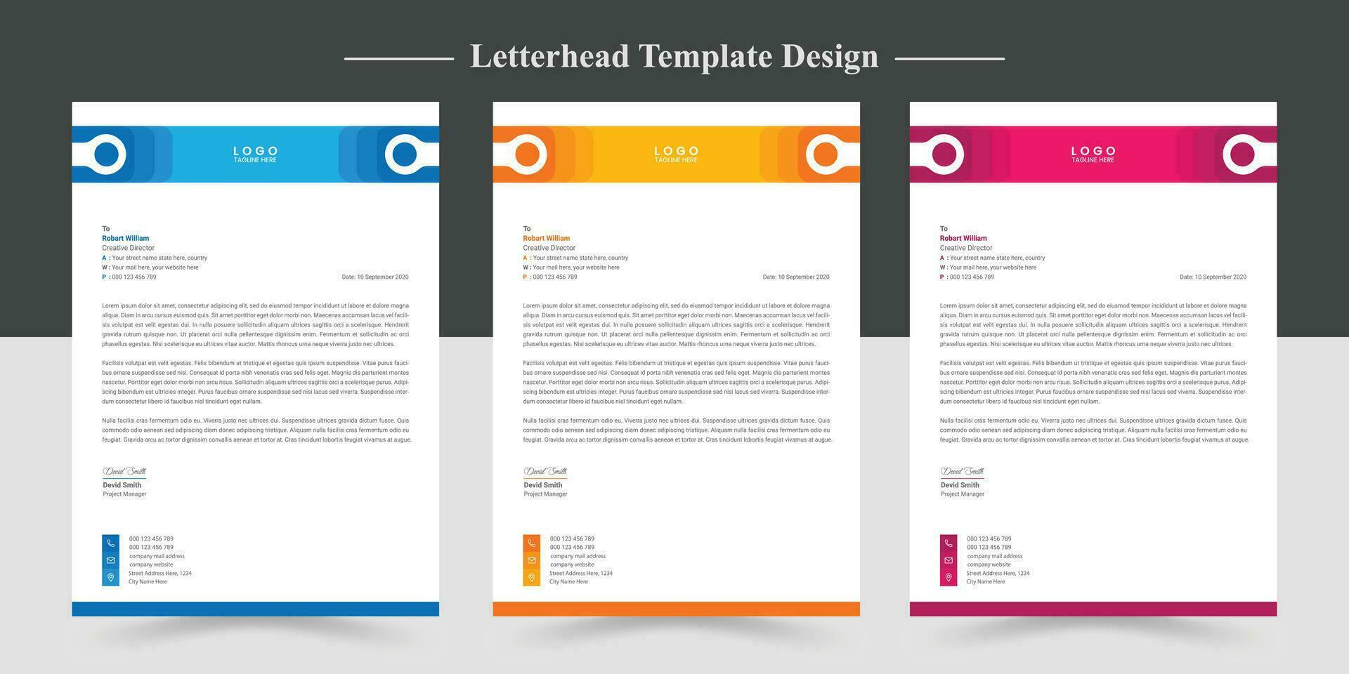 Corporate business letterhead design template set vector