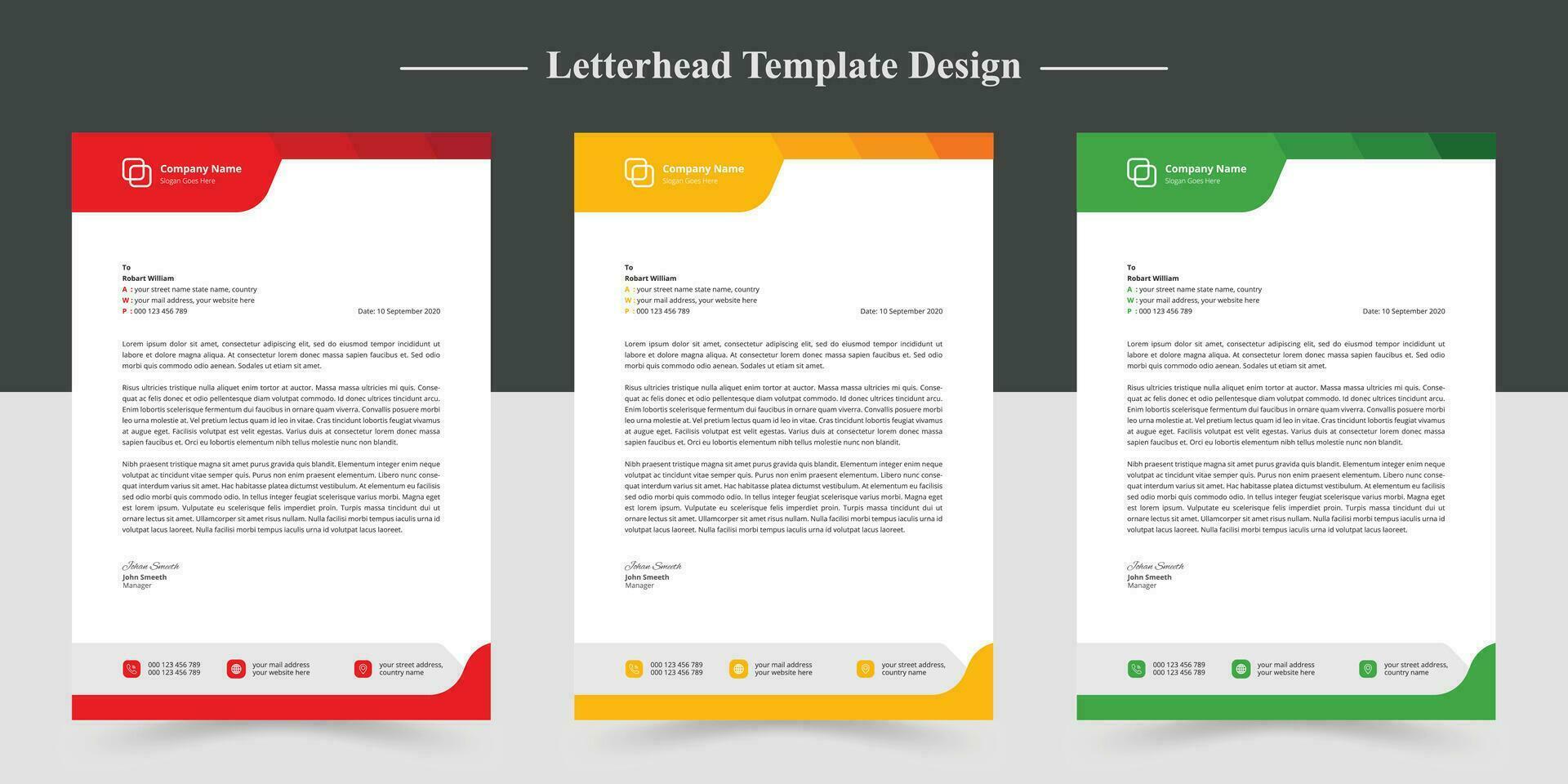 Corporate business letterhead design template set vector