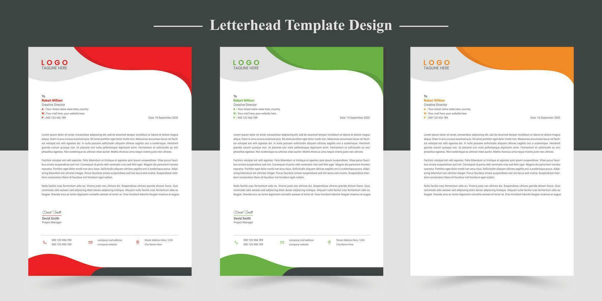 Corporate business letterhead design template set vector