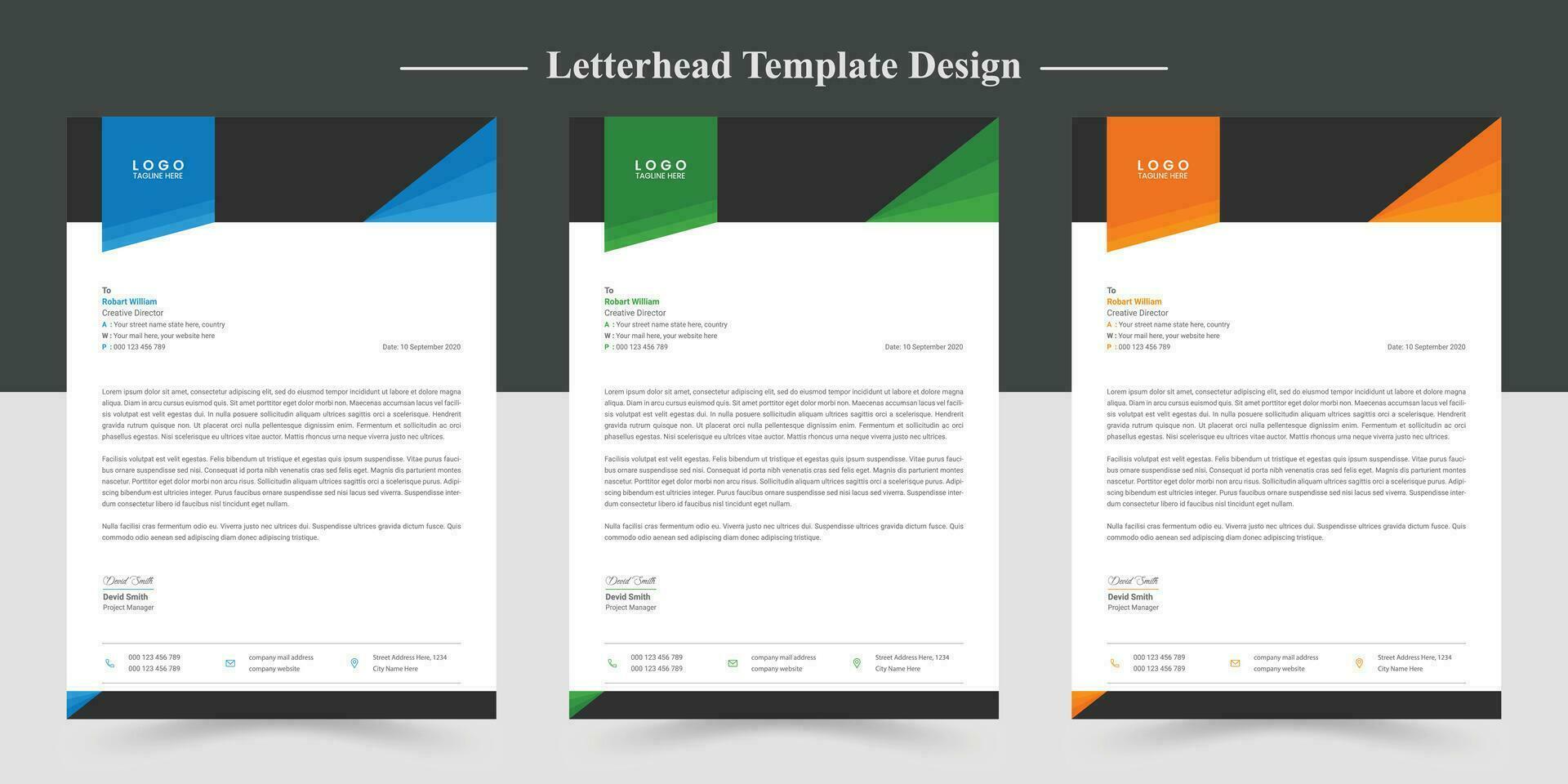 Corporate business letterhead design template set vector