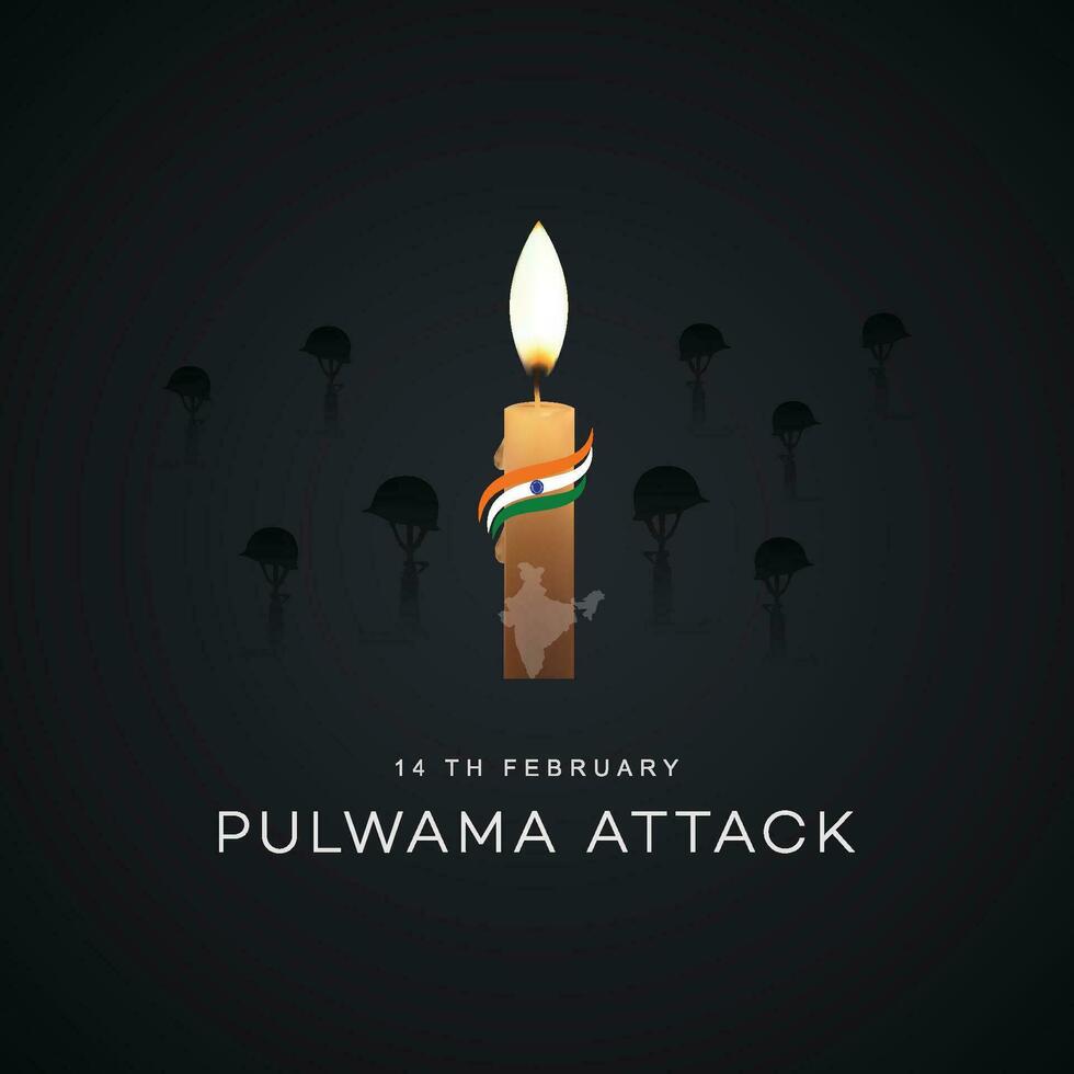 negro día, 14 febrero, pulwama ataque, póster, ejército. vector ilustración, gráfico arte, correo, diseño, crpf jawans. India,