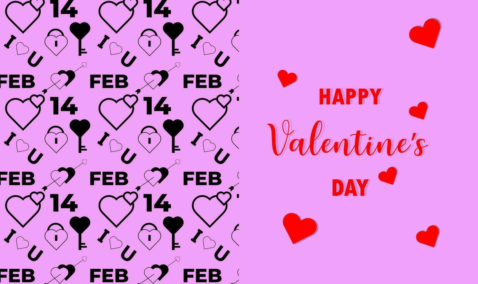 Valentines day background with heart pattern and typography of happy valentines day text vector