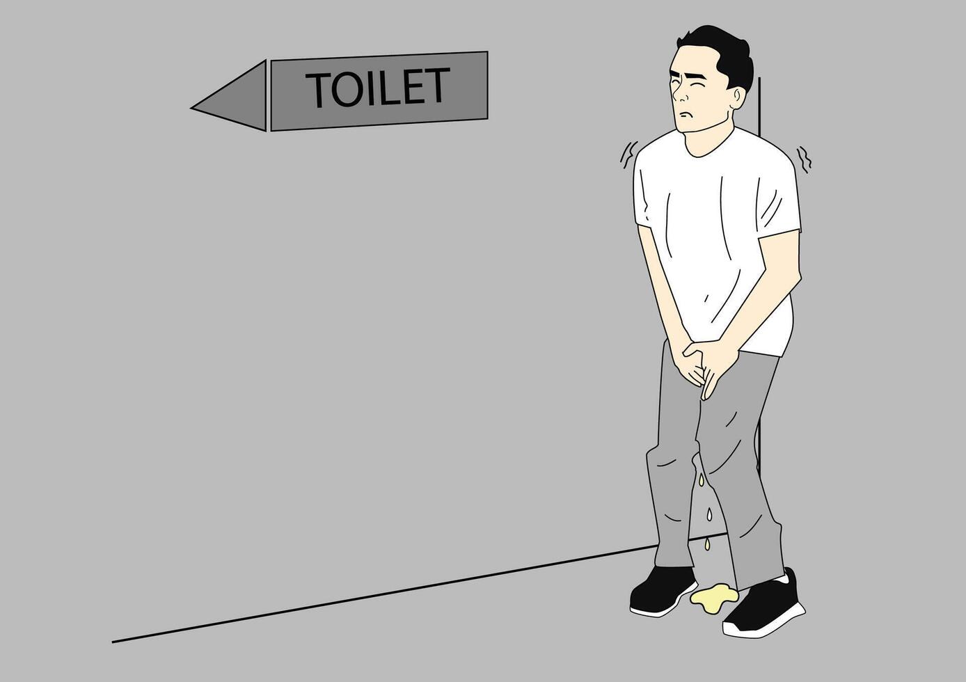 A man  trying to hold his pee vector