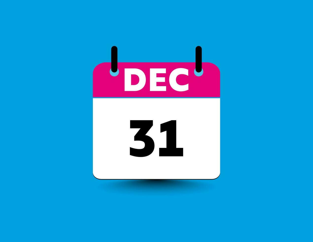 Date and month DEC 31 flat icon calendar. vector