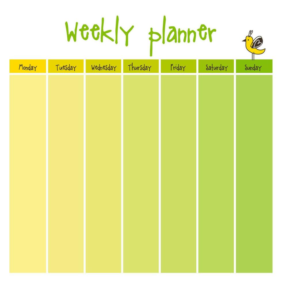 Weekly school Planner. Note paper, Notes, to do list. Organiser planner template. Note paper. Printable. vector