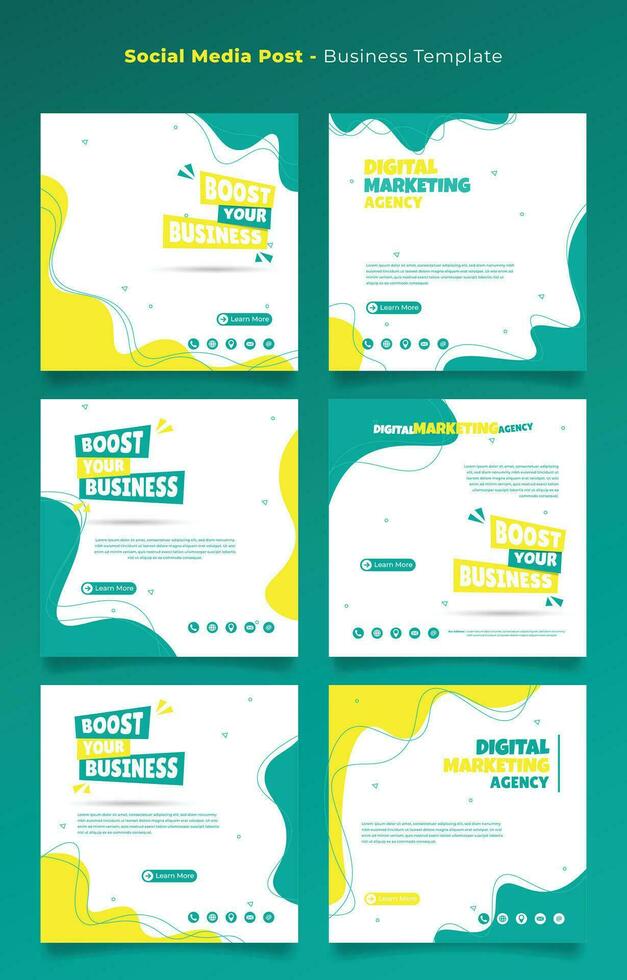 Social media post template in white green yellow with abstract background for advertising design vector