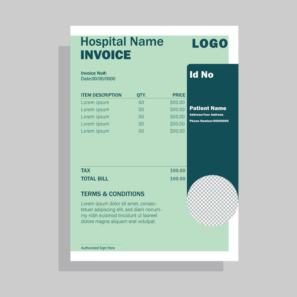 Hospital Invoice Simple Design vector