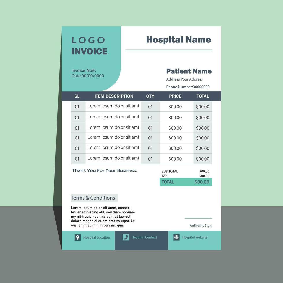 Hospital Invoice Design vector