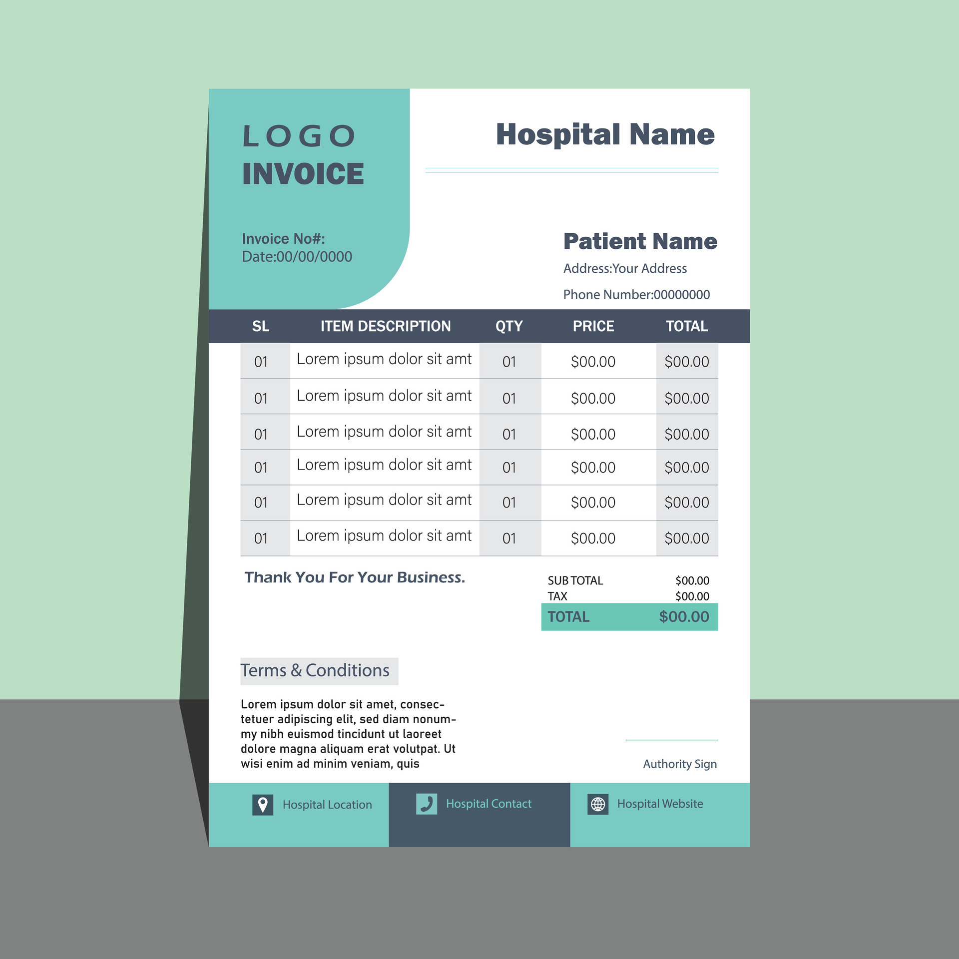 Hospital Invoice Design 36284984 Vector Art at Vecteezy