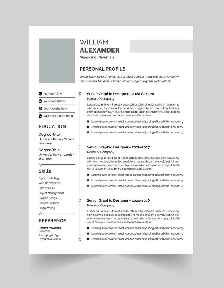 Resume Template CV Template Professional Resume Template for Word, Pages, Google Docs, Business vector