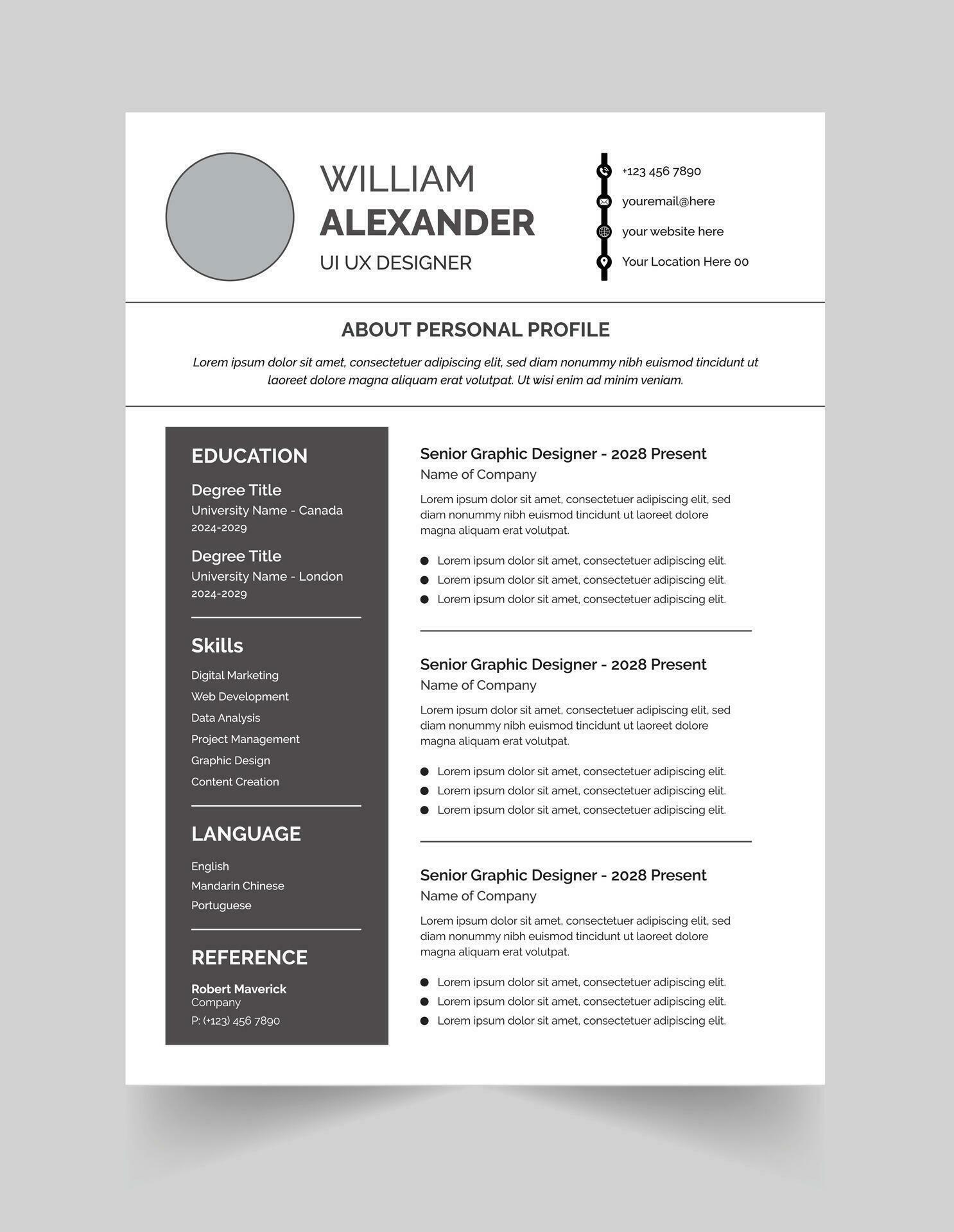 Professional Cv Resume With Vitae And Curriculum Vector Template professional-cv-resume-with-vitae-and-curriculum-vector-template