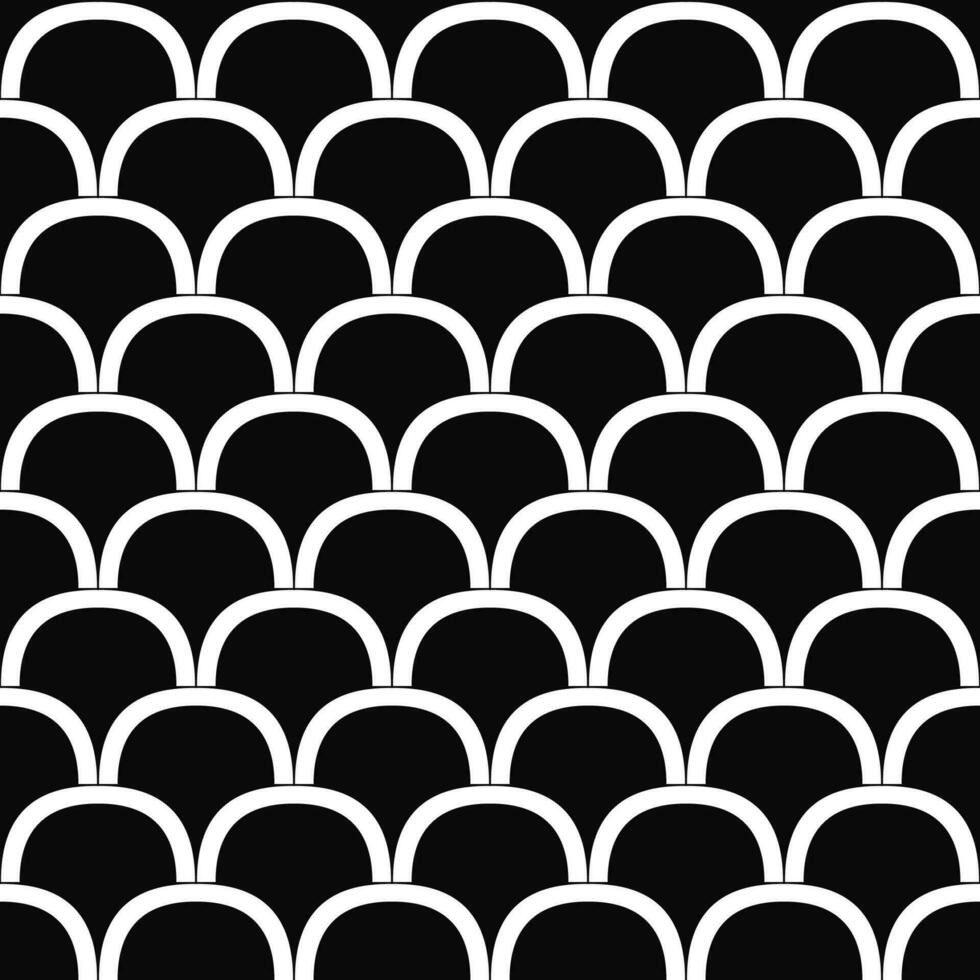 Seamless monochrome curved shape pattern design background vector
