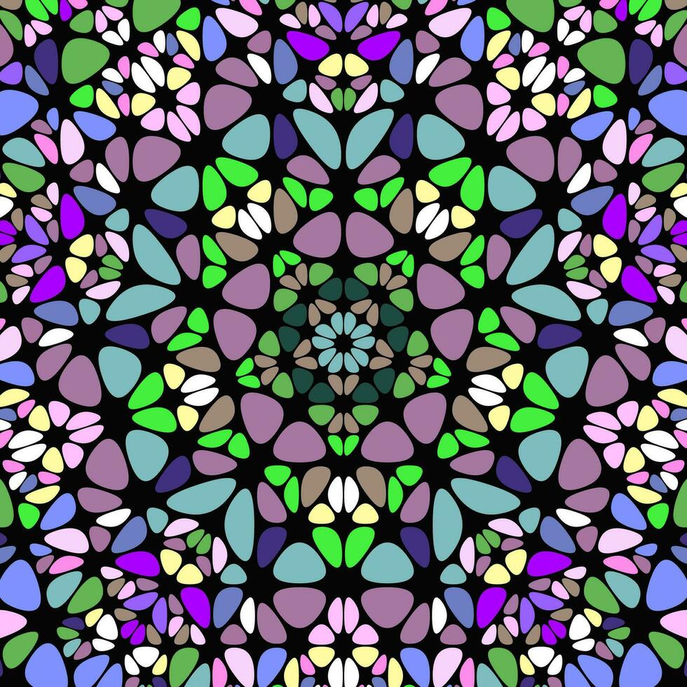 Abstract mosaic pattern background design - circular psychedelic floral vector graphic