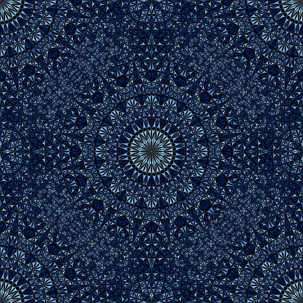 Seamless oriental curved shape mosaic pattern - blue geometrical abstract bohemian vector background