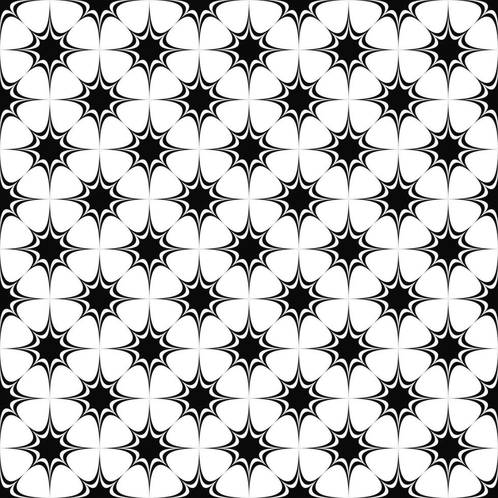 Seamless black and white curved octagram star pattern design vector