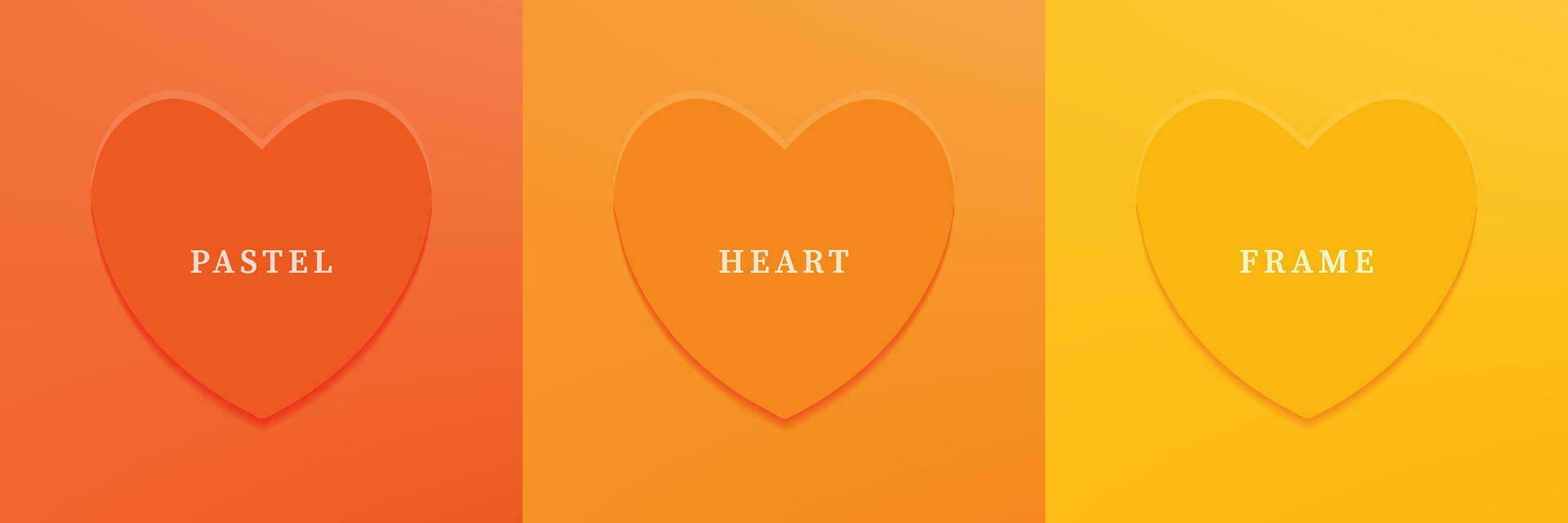 conjunto de resumen 3d corazón, diferente color 3d corazón forma marco diseño. colección de geométrico fondo para cosmético producto mostrar. parte superior vista. vector ilustración