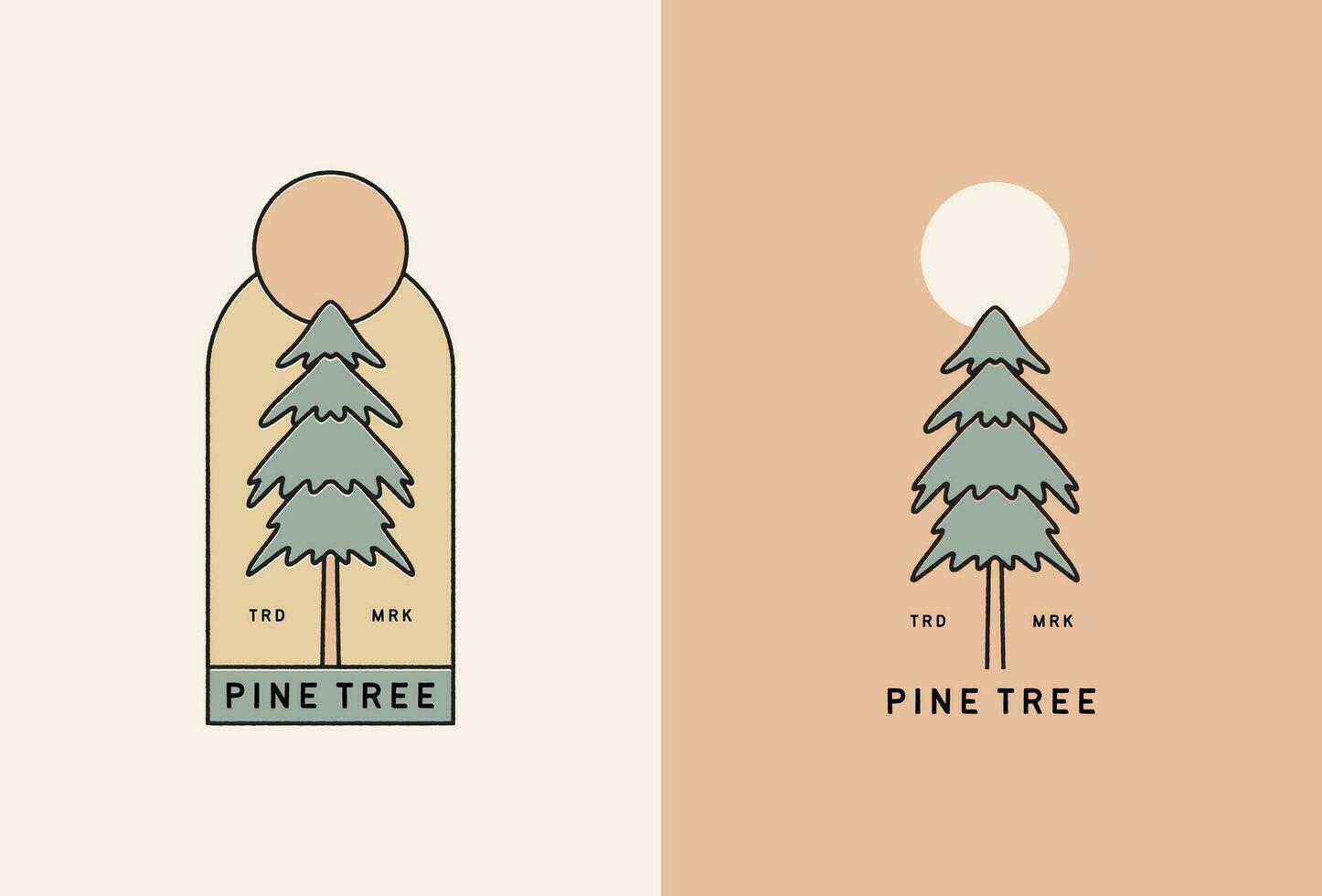 Pine tree vintage logo design vector