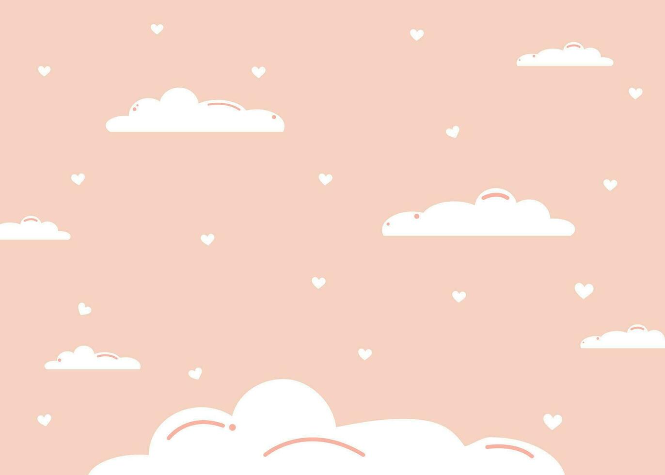 resumen rosado linda antecedentes con nubes y corazones para parejas, para San Valentín día o para Boda decoración. vector