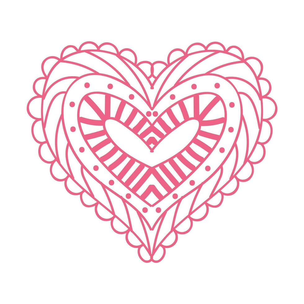 Heart with an openwork pattern. Open illustration isolated on white background. Vector illustration