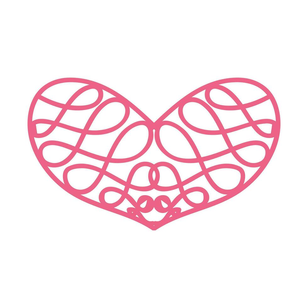 Heart with an openwork pattern. Open illustration isolated on white background. Vector illustration