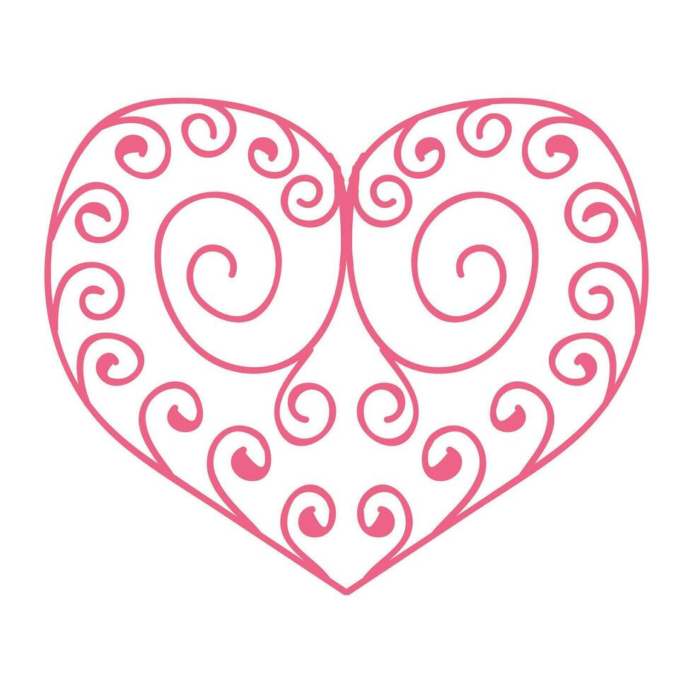 Heart with an openwork pattern. Open illustration isolated on white background. Vector illustration