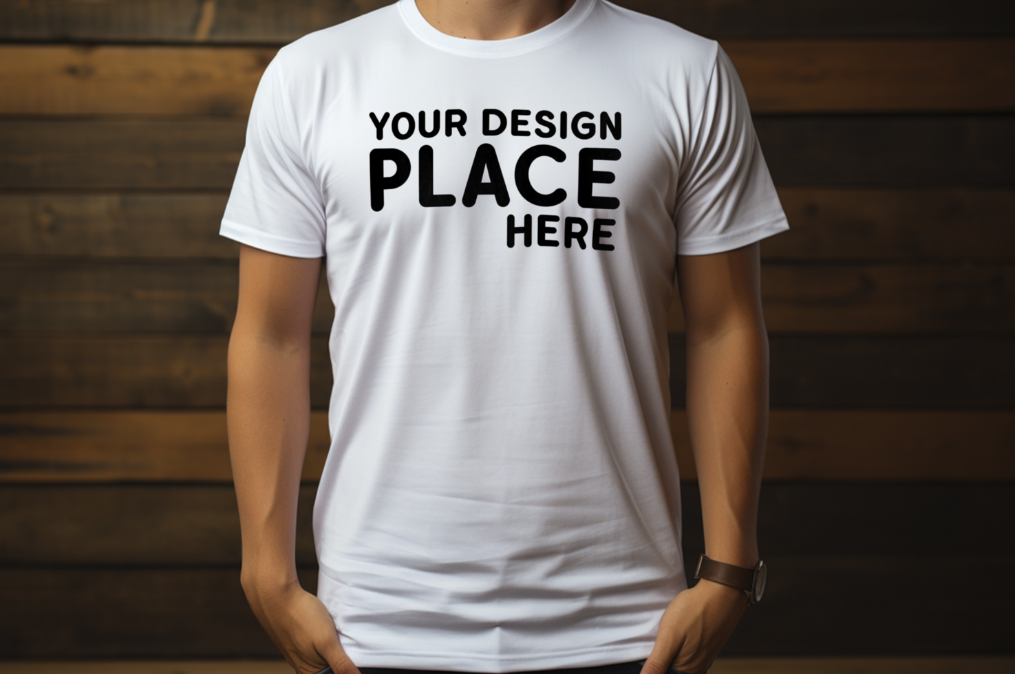 AI generated PSD Men white tshirts mockup design