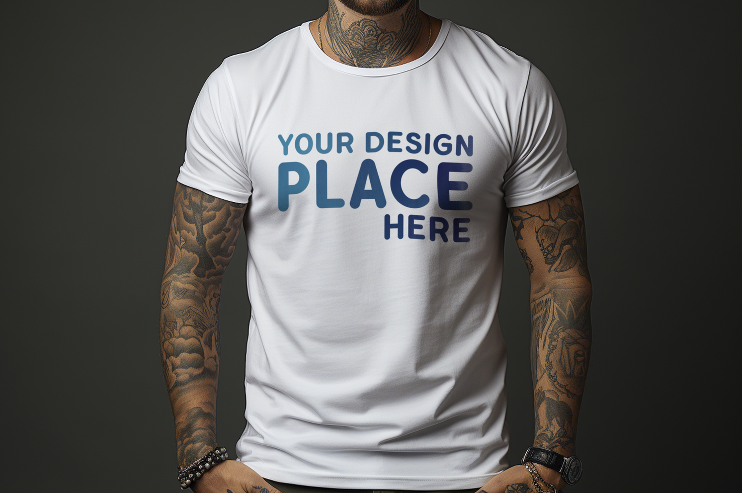 AI generated PSD Men white tshirts mockup design