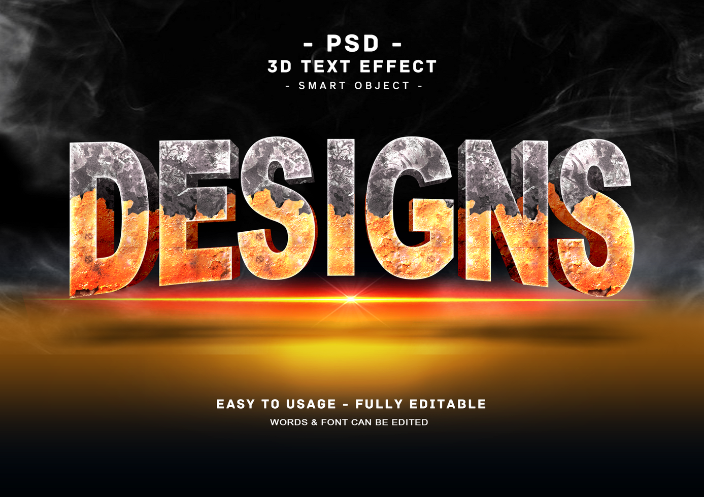 Designs 3d Rusted Text Style Effect psd