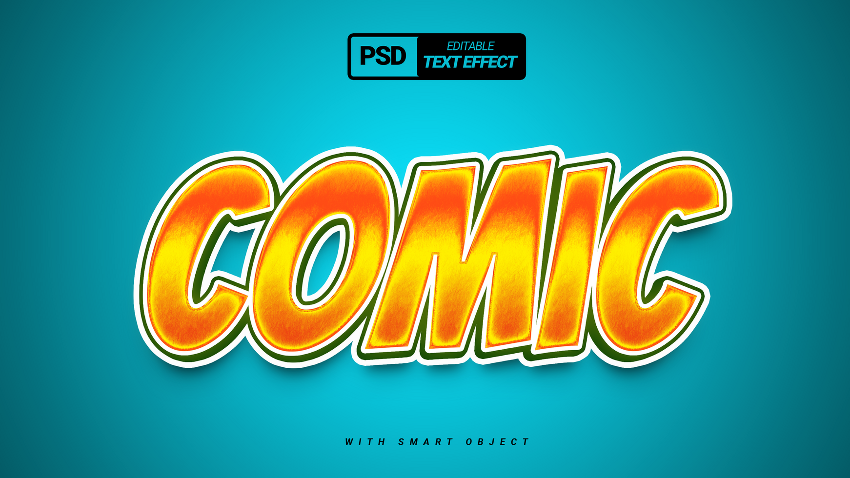 comic cartoon green cartoon 3d text effect design psd
