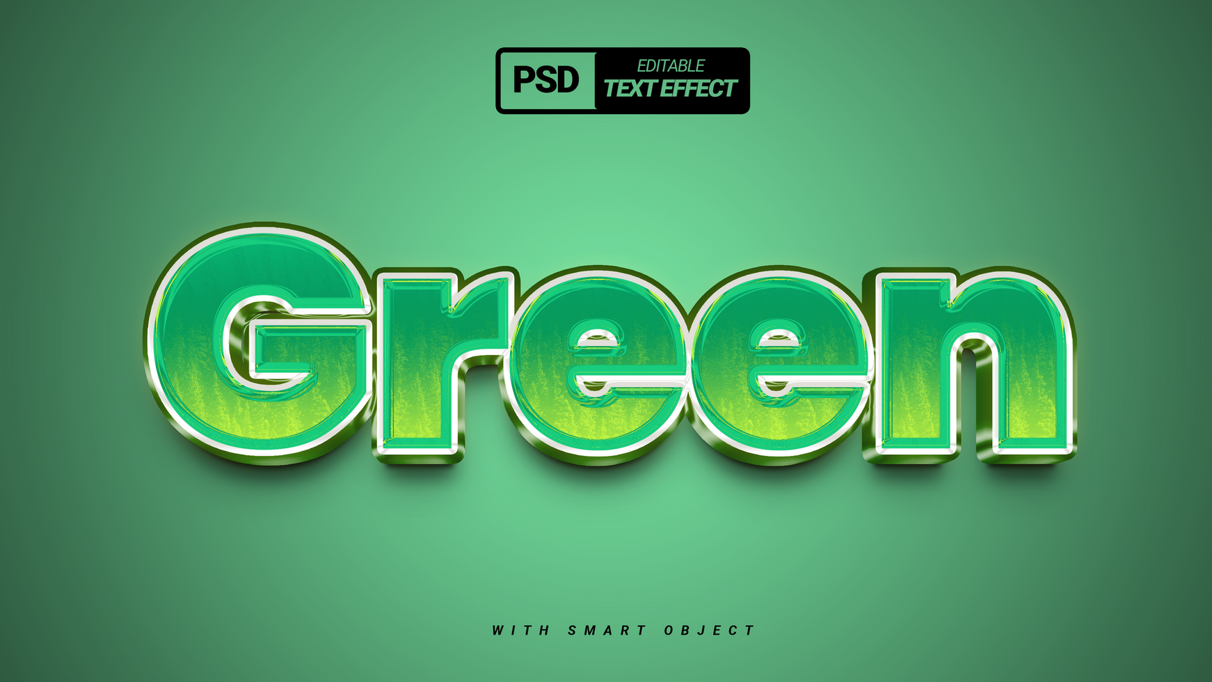 green 3d text effect design psd