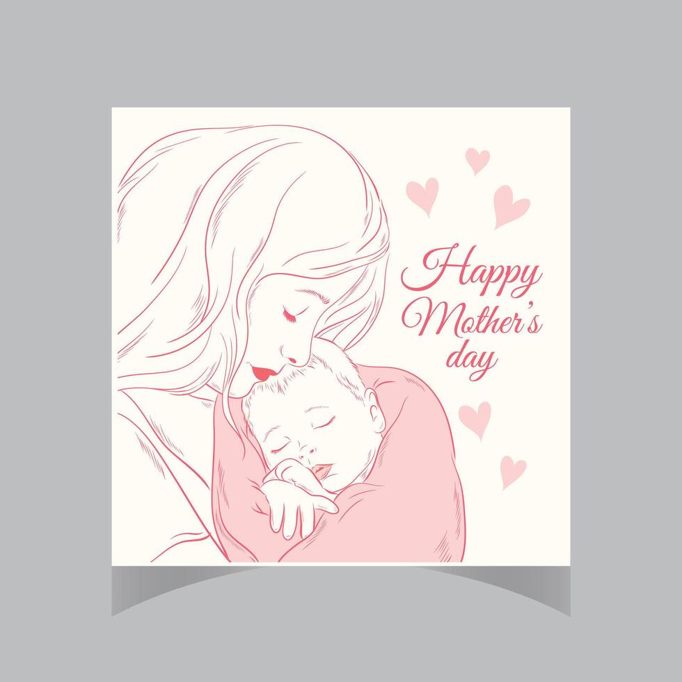 Happy Mothers Day lettering. Handmade calligraphy vector illustration. Mother's day card with heart