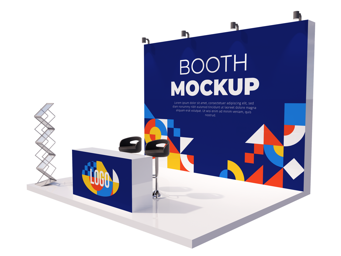 psd 3d stand staan evenement tentoonstelling mockup sjabloon