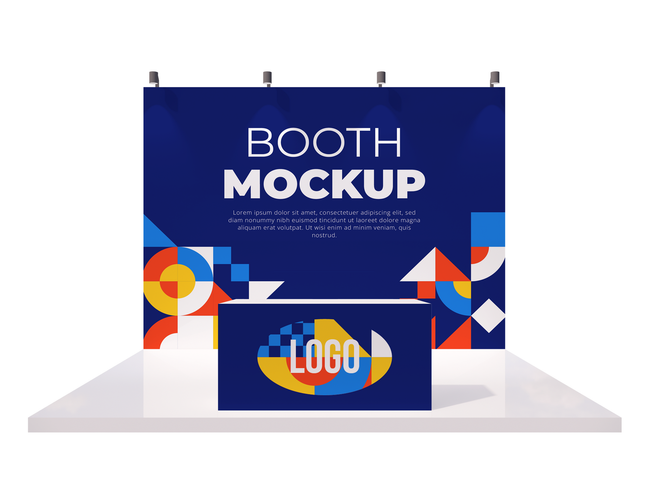 PSD 3D Booth Stand Event Exhibition Mockup Template