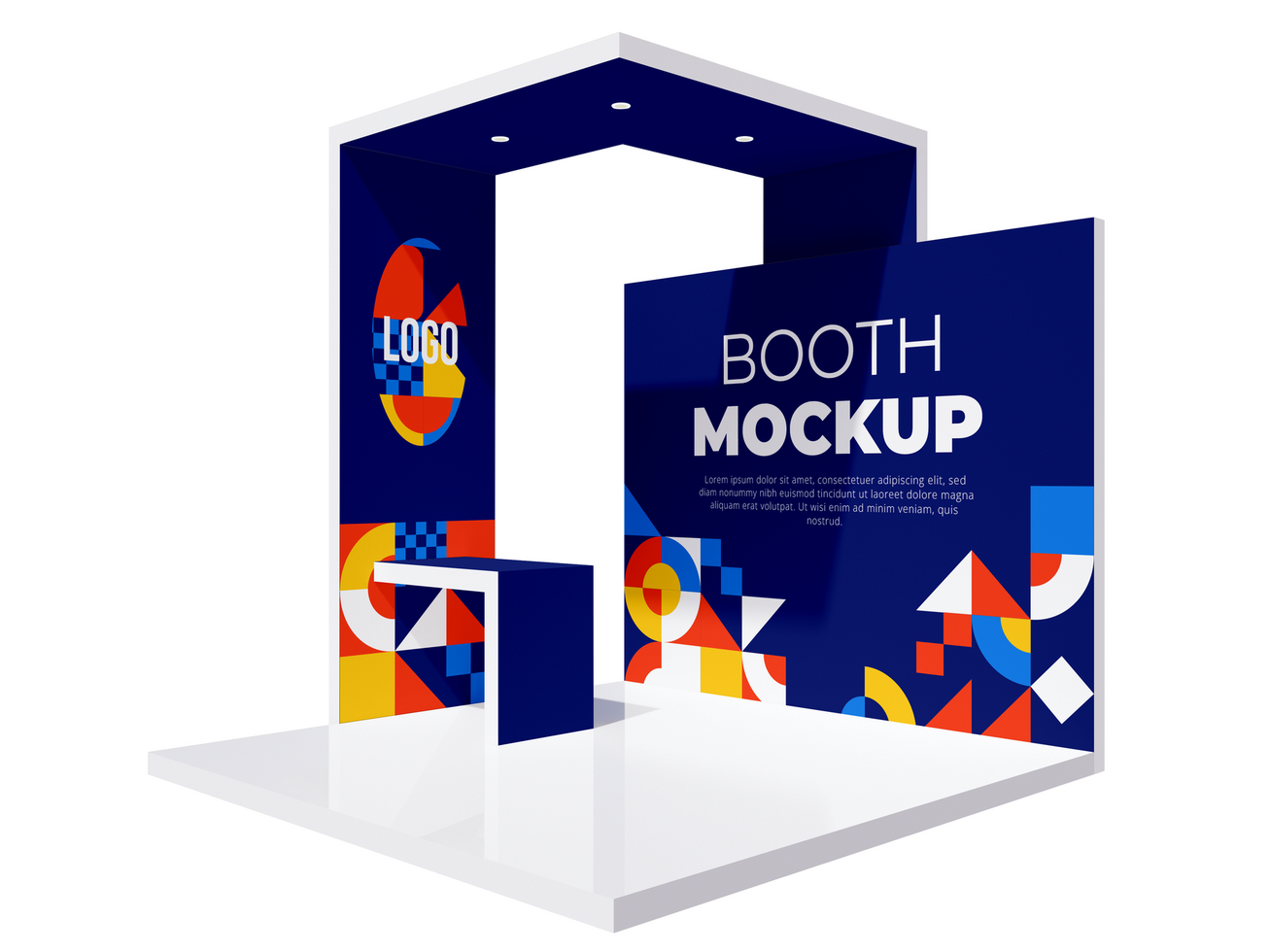 psd 3d stand staan evenement tentoonstelling mockup sjabloon