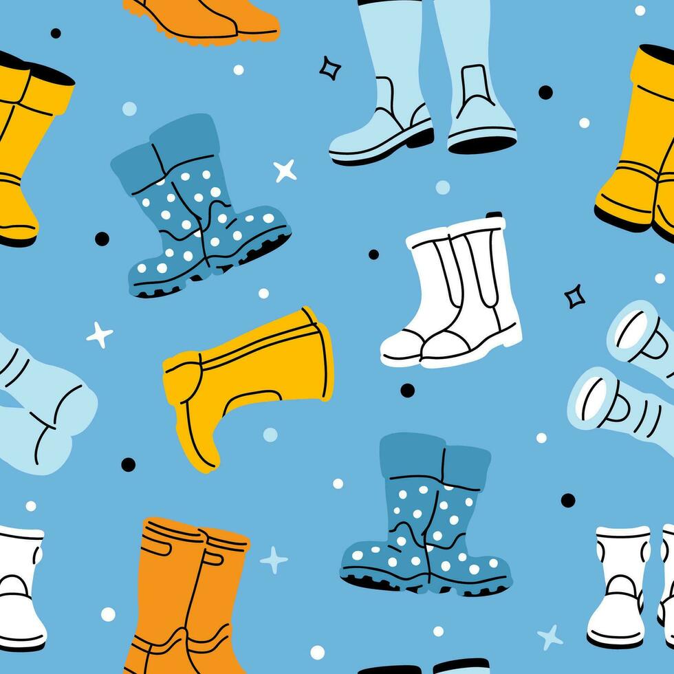 pattern with rubber boots vector