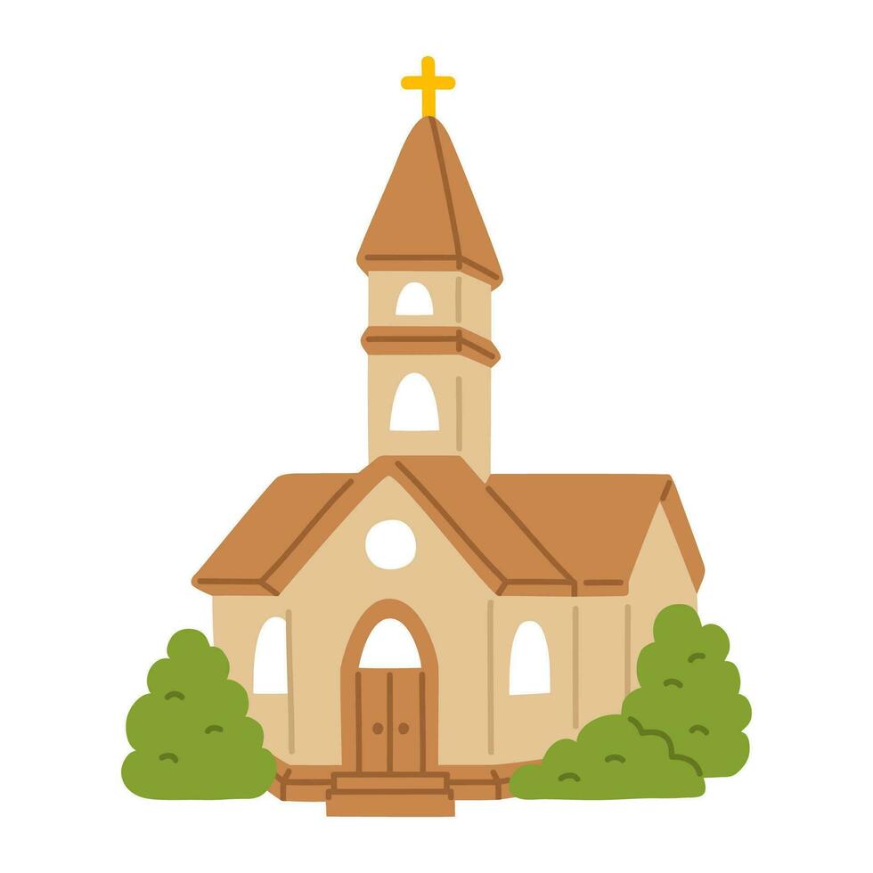 doodle church icon vector