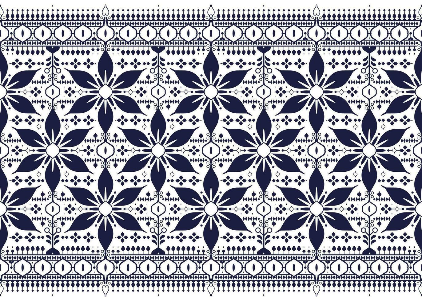 geometric and flower line ethnic fabric seamless pattern for cloth carpet wallpaper background wrapping etc. vector