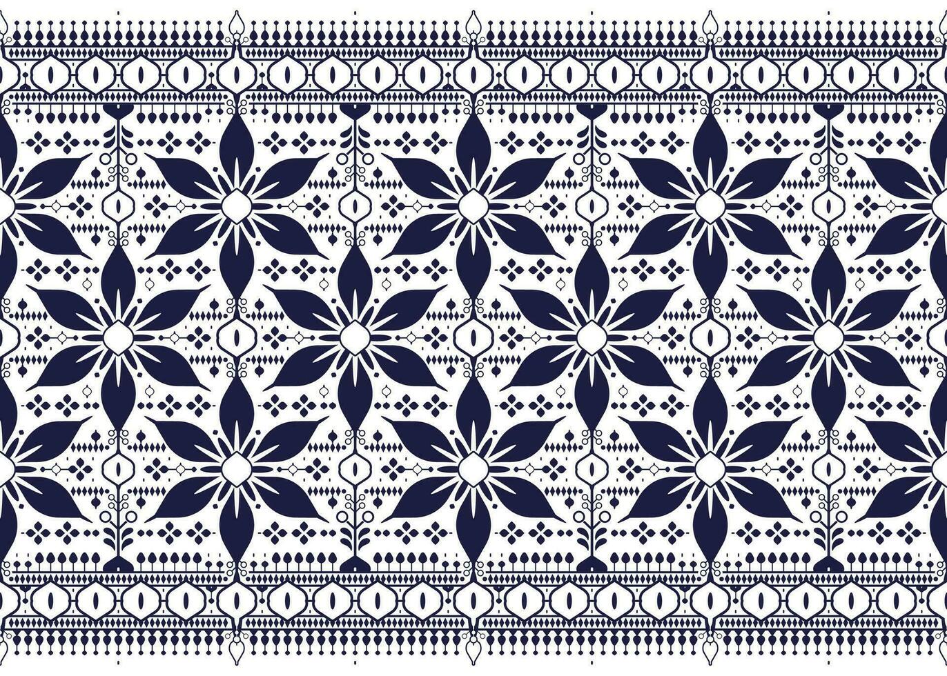 geometric and flower line ethnic fabric seamless pattern for cloth carpet wallpaper background wrapping etc. vector