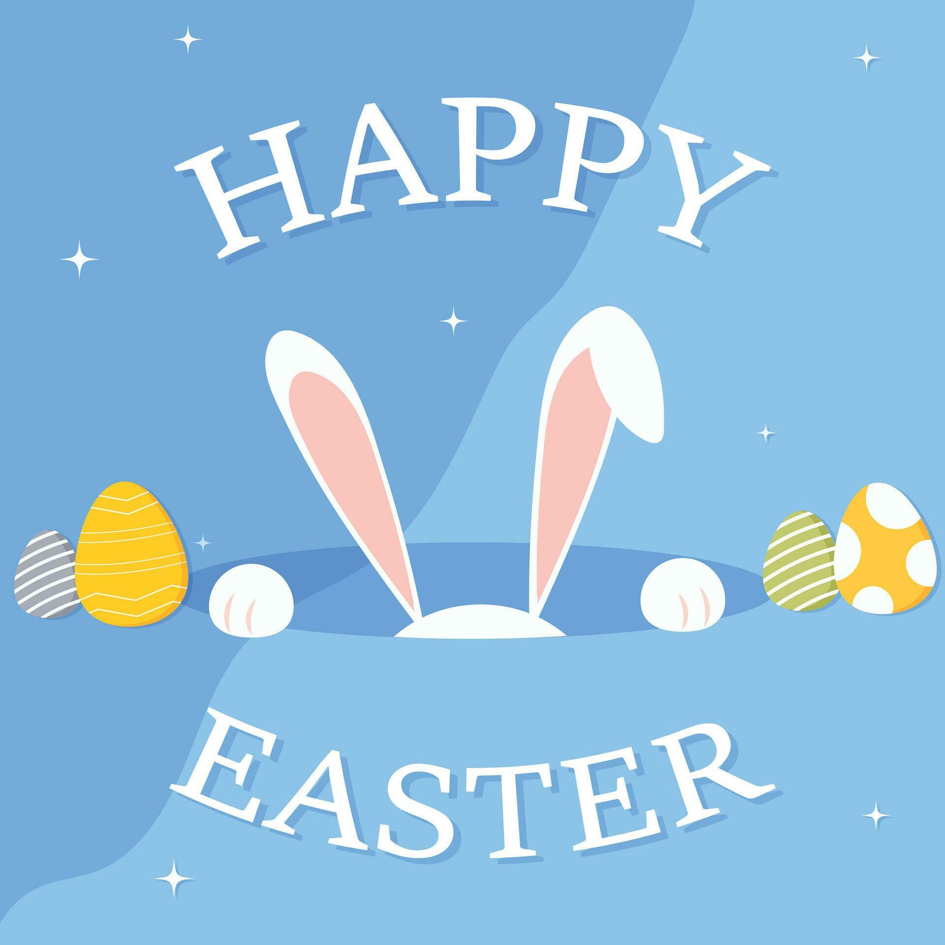 easter greeting card with bunny. Happy Easter. Cute rabbit for Easter