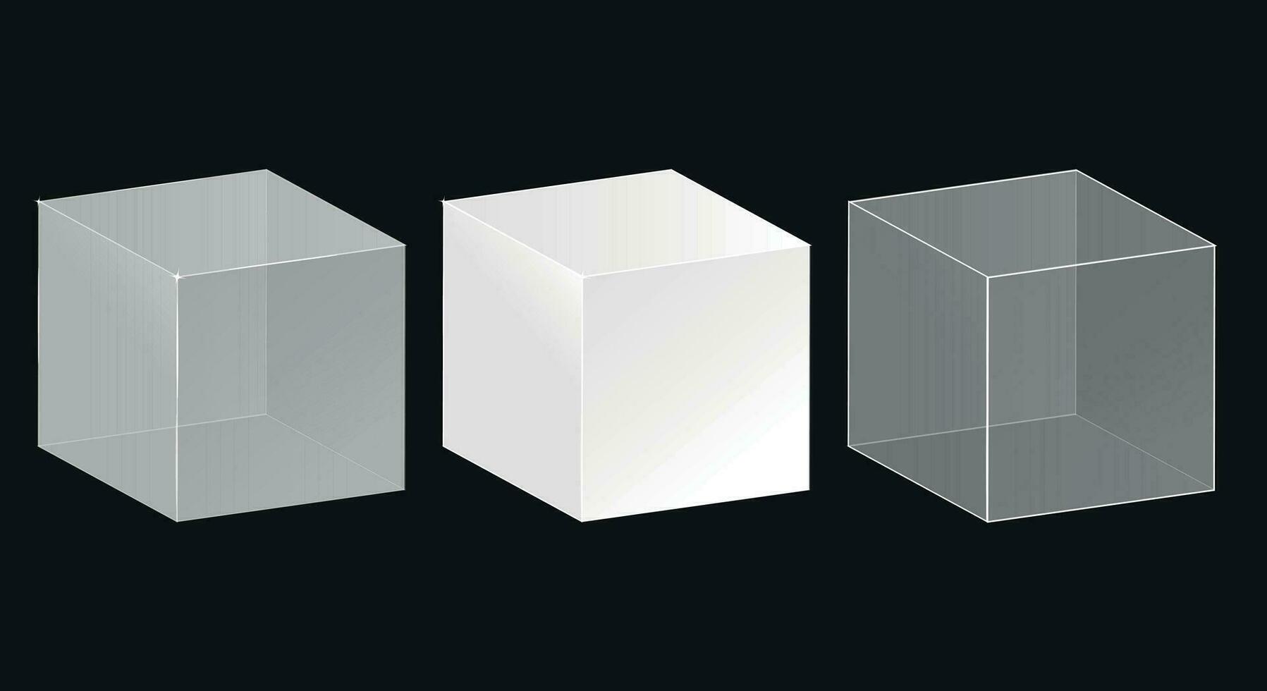 Transparent glass cube shapes in realistic style. Vector illustration