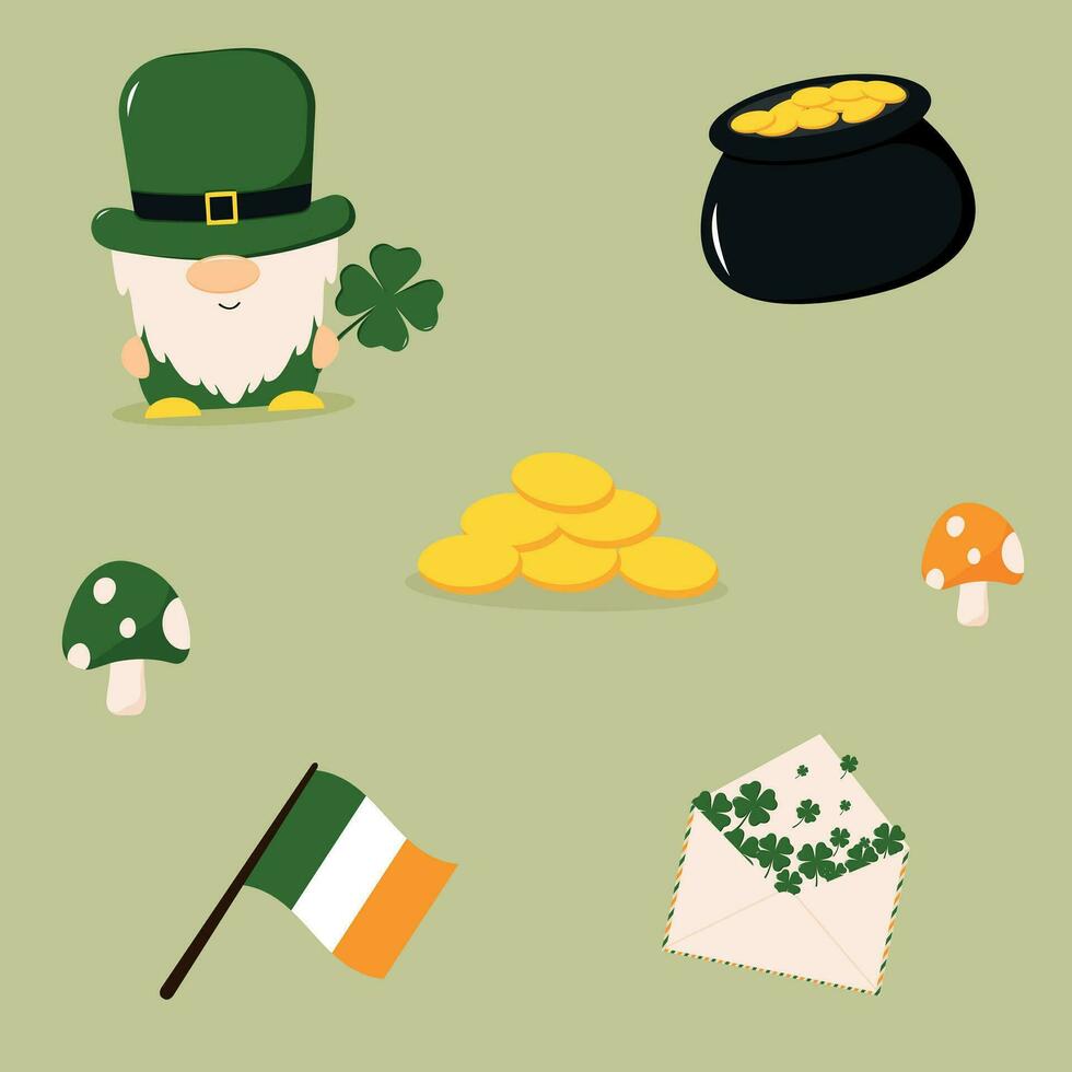 st patricks day icons set. vector illustration