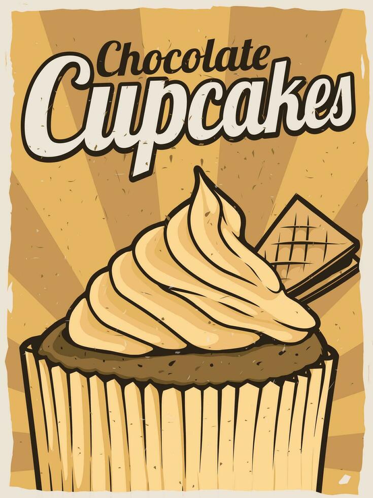 Chocolate cupcakes menu poster design vector