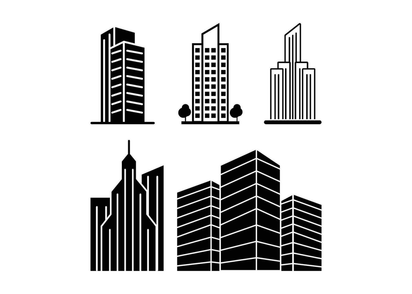 Skyscraper building real estate icon silhouette vector