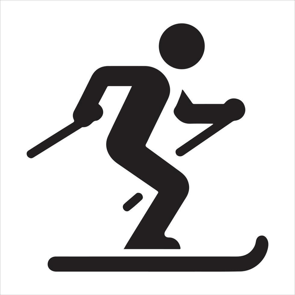 A Skier vector silhouette black color