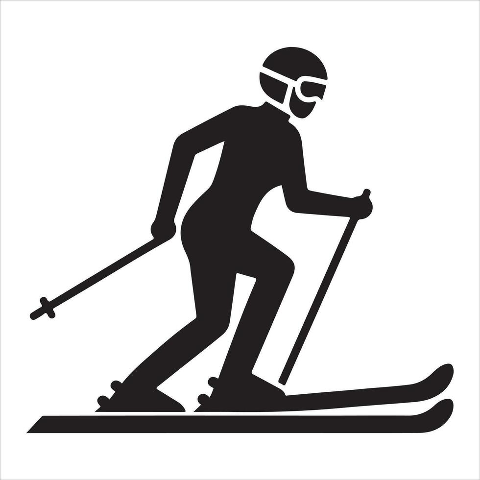 un esquiador vector silueta negro color