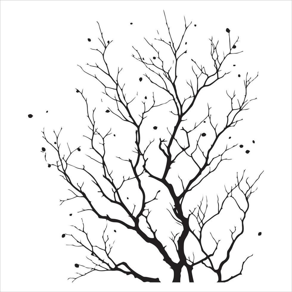 Minimal Autumn Naked Tree vector silhouette